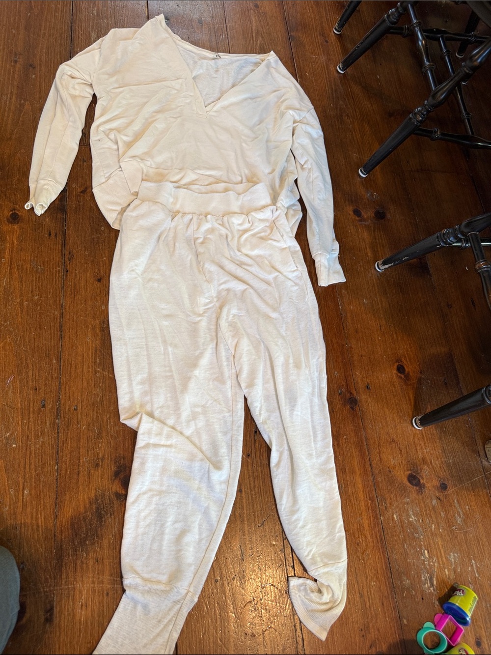 Free People Women's Cream V-Neck Lounge Set Size M